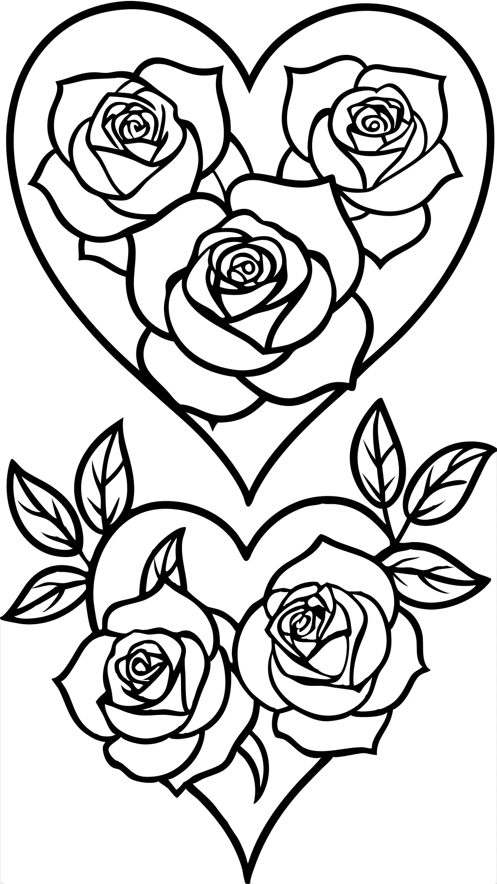 rose heart coloring pages